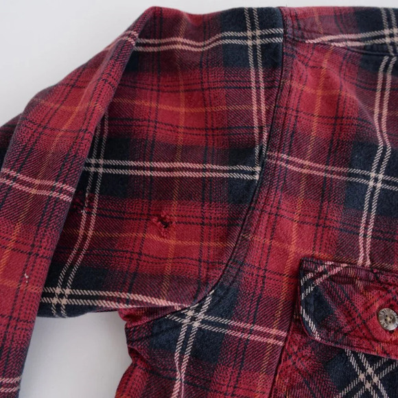 Vintage 90S Field And Stream Red And Black Checker Button Up  Thick Cotton Shirt - Picture 11 of 13